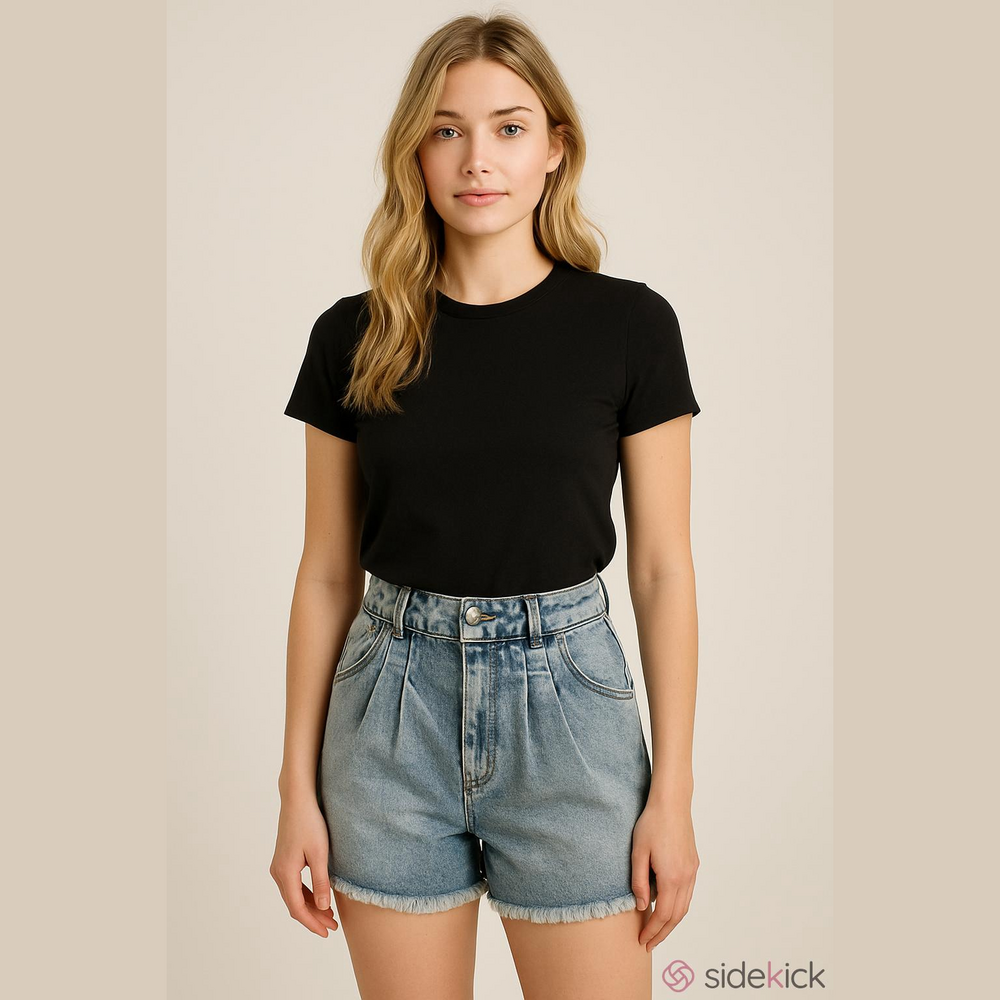 WILD FABLE WOMEN'S A-LINE HIGH RISE FRAYED HEM JEAN SHORTS